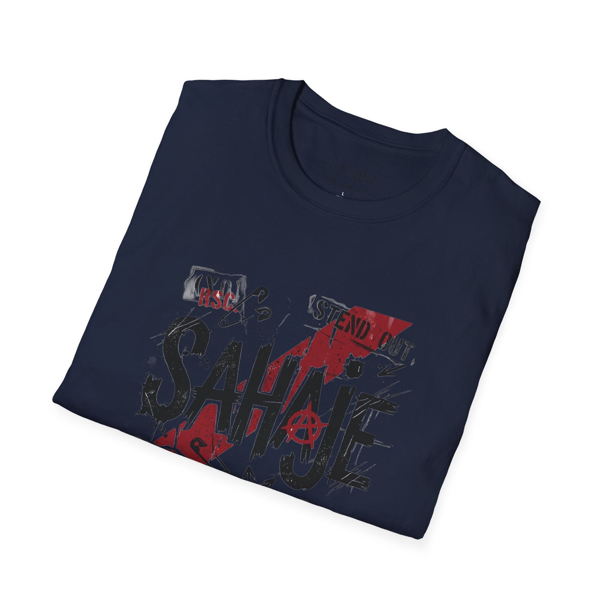 SAHAJE Graphic T‑Shirt — Distressed Red Accent Streetwear Tee