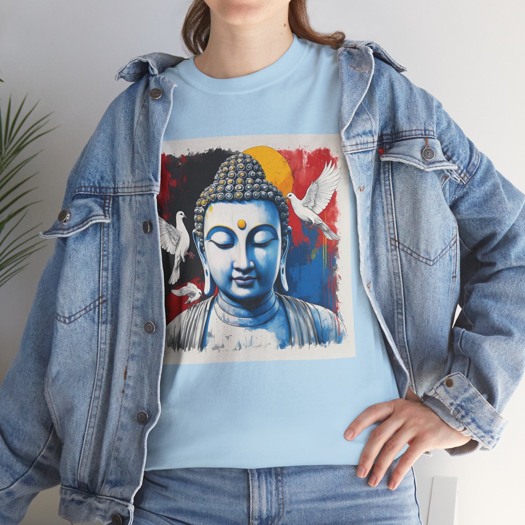 Buddha Peace Tee — Colorful Buddha & Doves Graphic T-Shirt