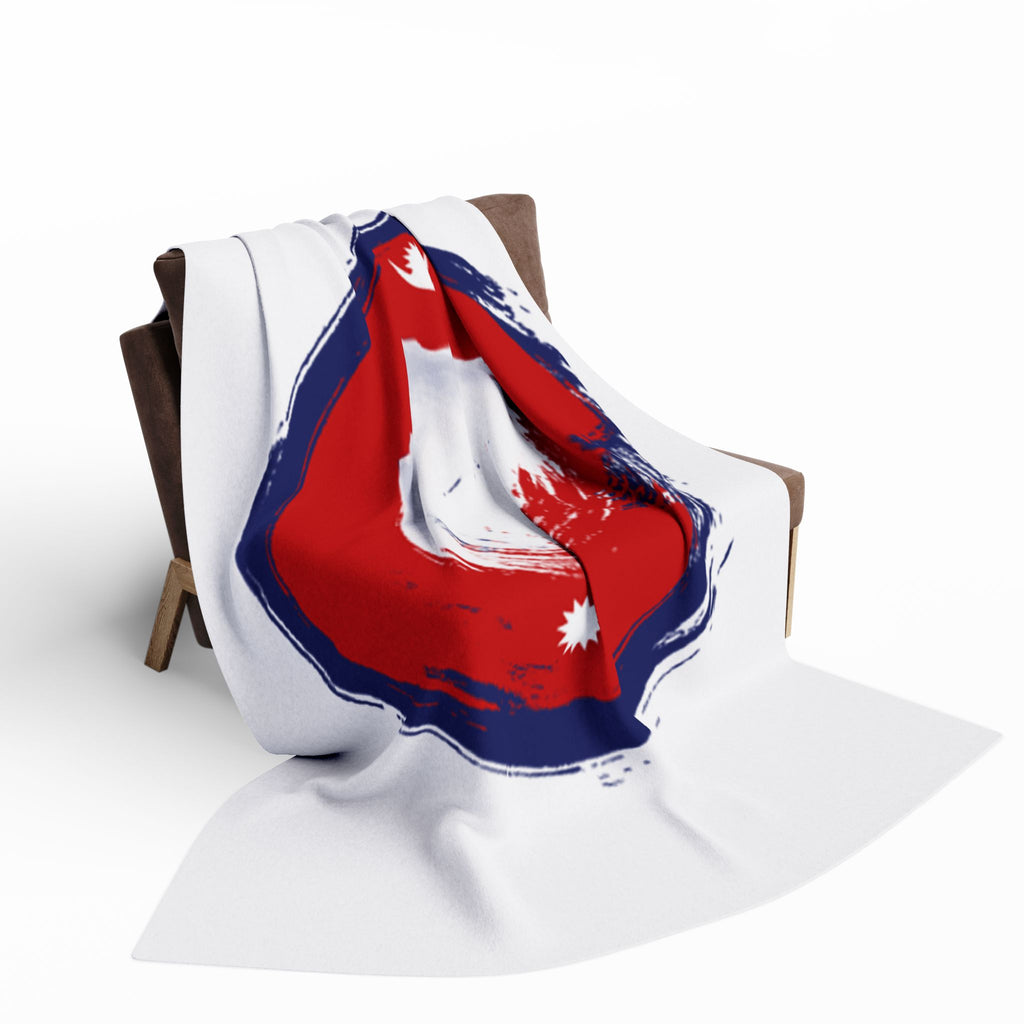 Fleece Blanket — Nepal Flag Brush Stroke Circle Design