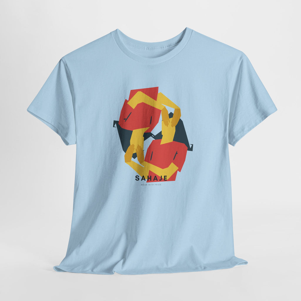 Foxes in Hexagon Graphic Tee — Minimal Geometric Animal Shirt