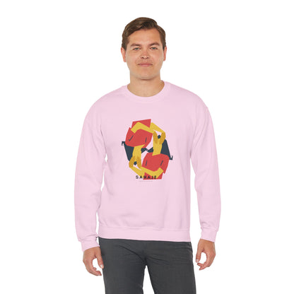 Abstract Flamingo Geometric Crewneck Sweatshirt
