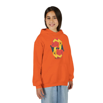 Youth Hoodie with Geometric Squirrel Art – 'Squirrel' Colorful Kids Pullover