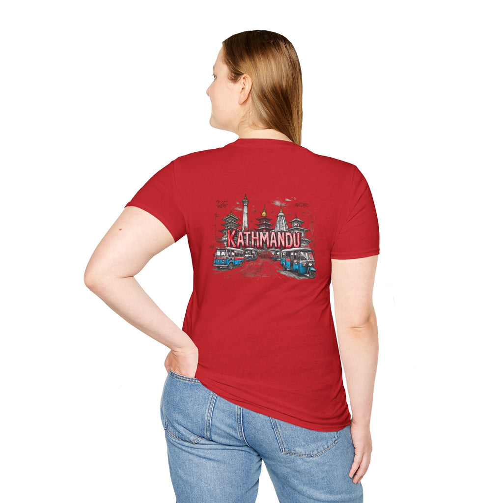 Kathmandu Travel T-Shirt — Nepali Temple & Vintage Jeep Graphic tee
