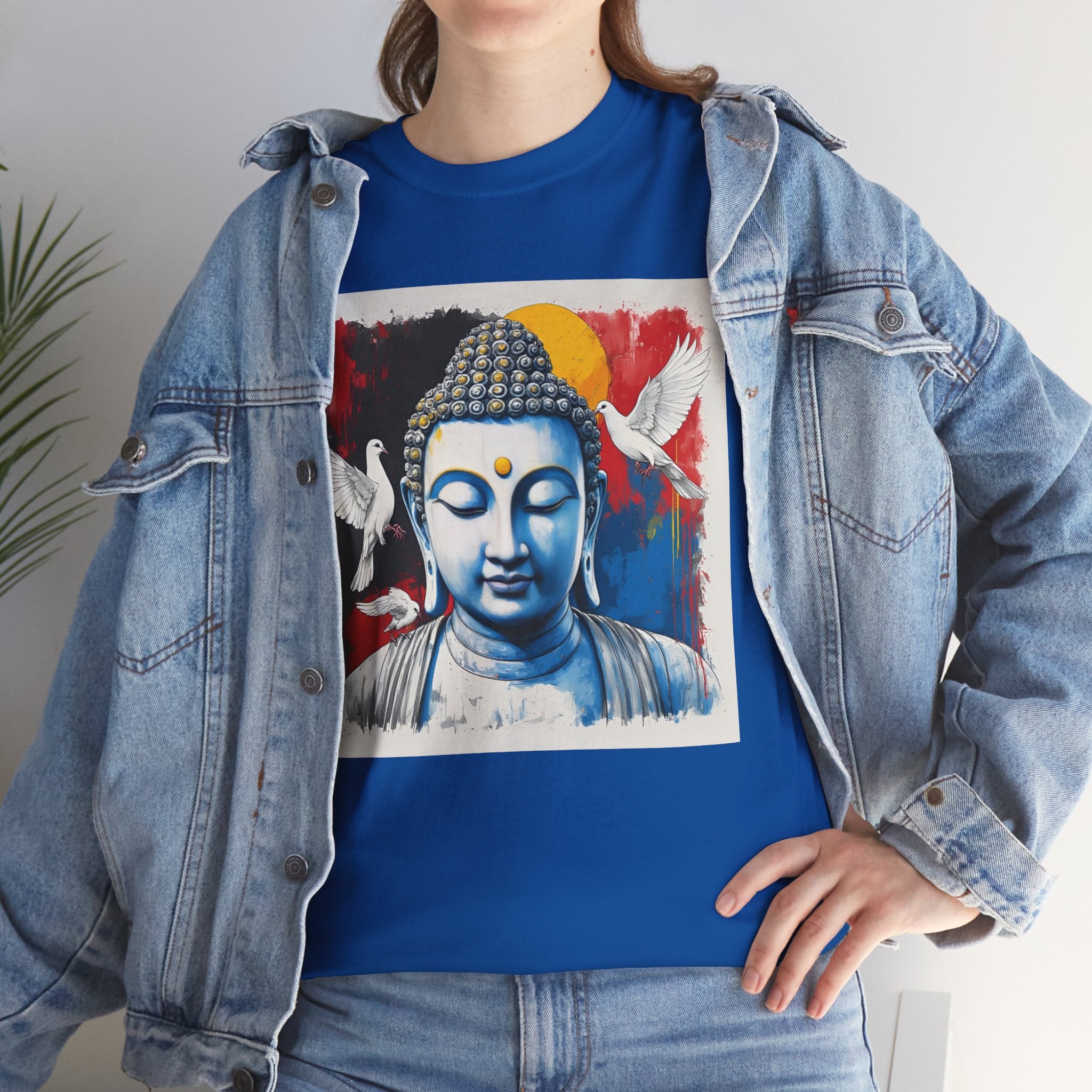 Buddha Peace Tee — Colorful Buddha & Doves Graphic T-Shirt