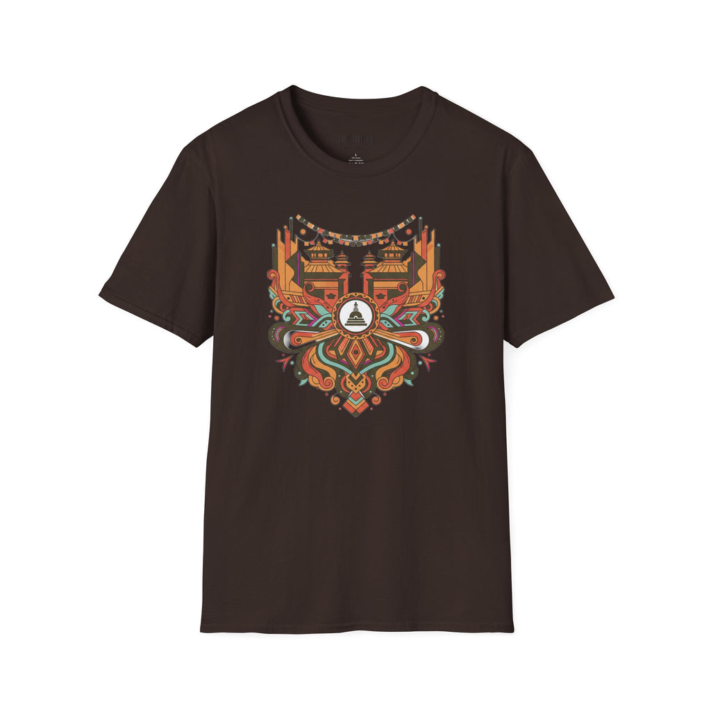 Boho Tribal Sunset T-Shirt — Vintage Geometric Nature Graphic