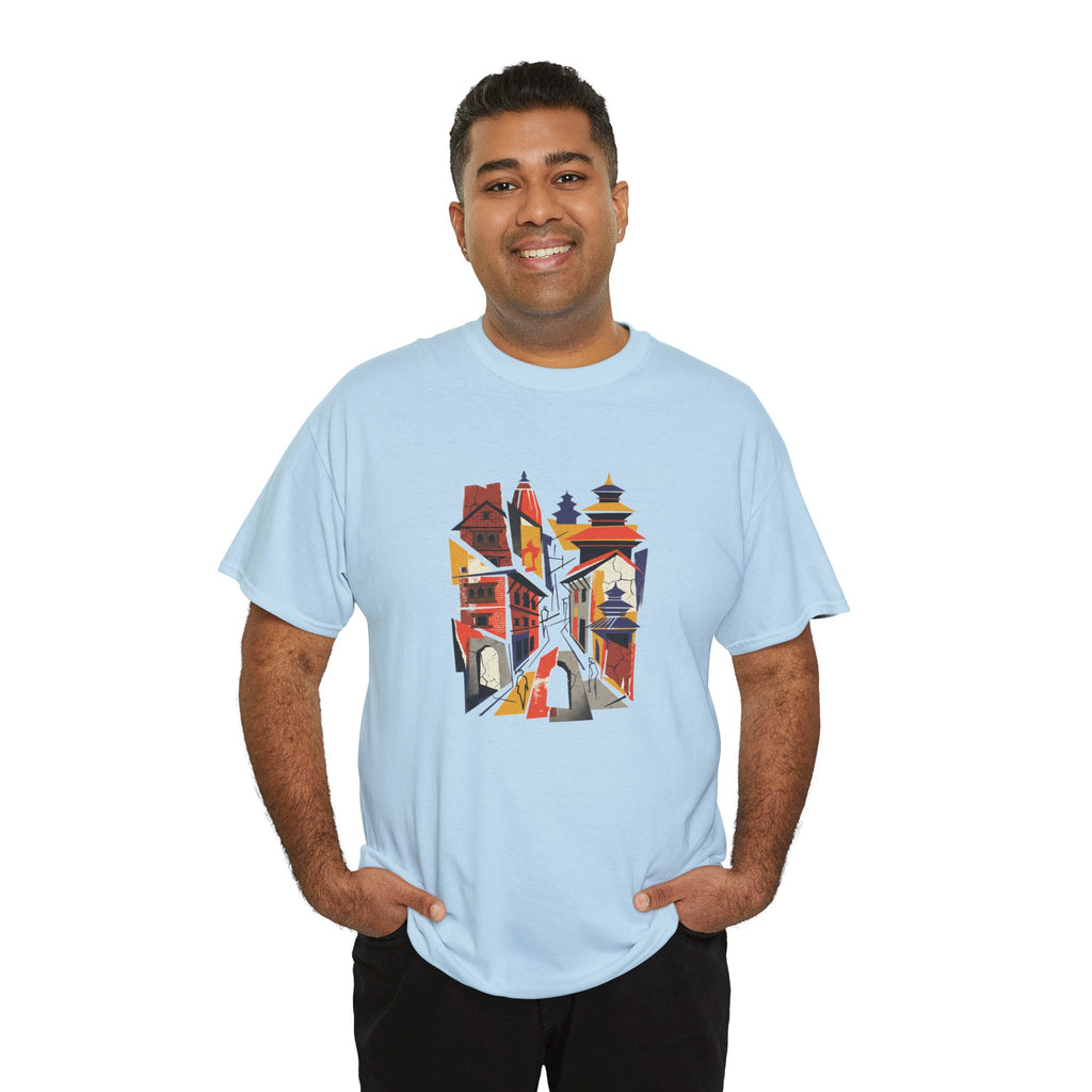 Cityscape Abstract Tee — Colorful Urban Architecture Graphic T‑Shirt