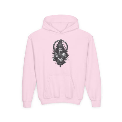 Youth Hoodie with Gothic Goddess Skull Art — Dark Fantasy Graphic Pullover