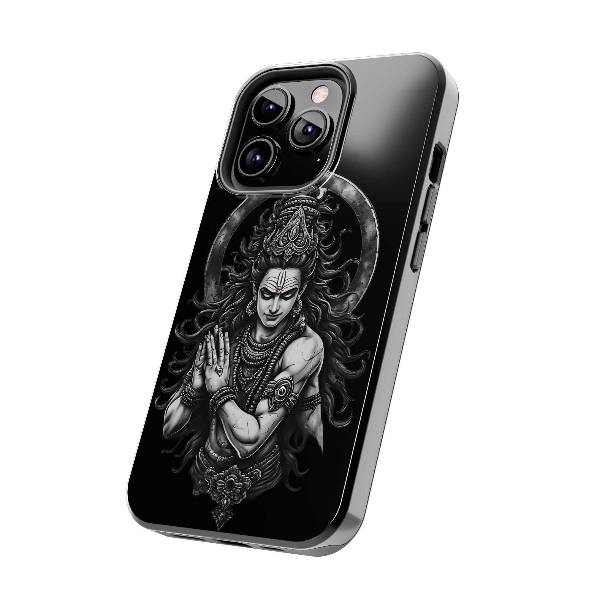 Shiva Tough Phone Case — Black Protective Hindu Deity Design