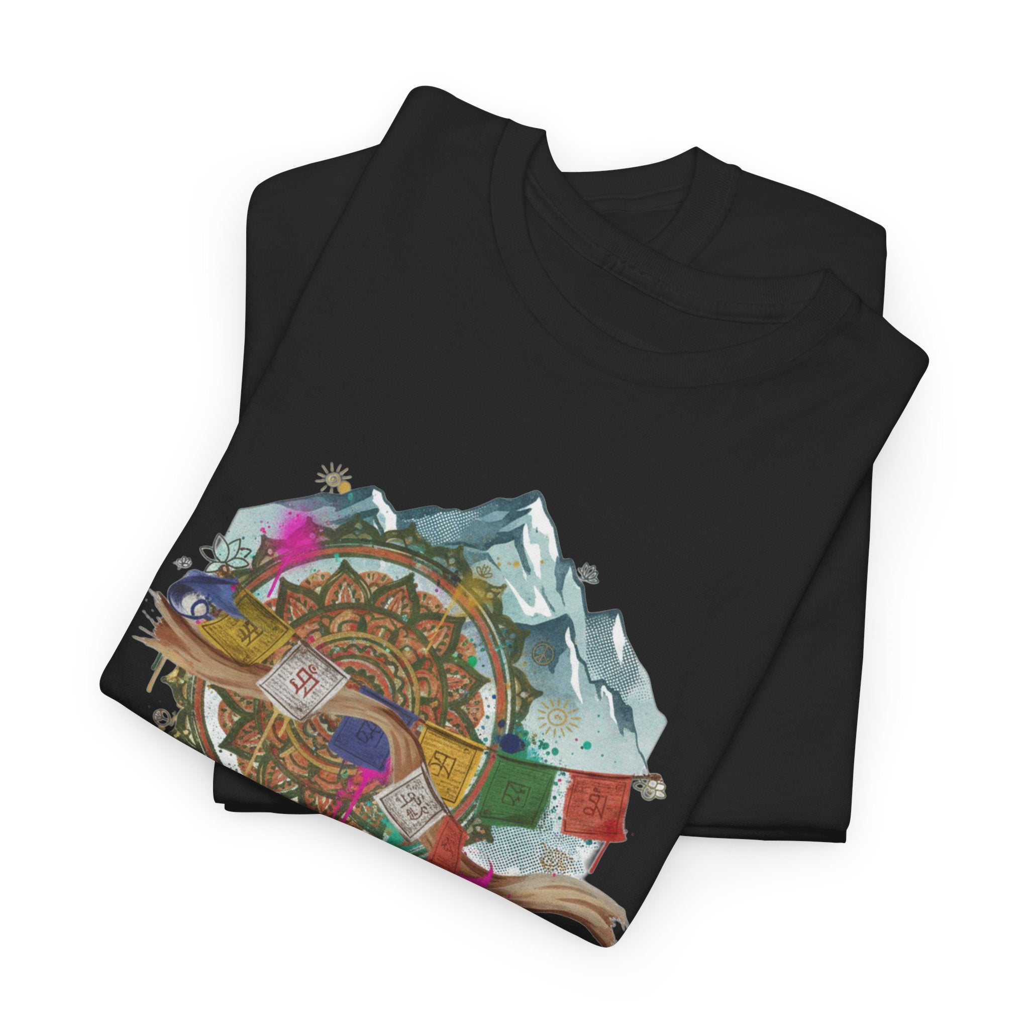 Adventure Compass Graphic Tee — Mountain, Globe & Flag Illustration