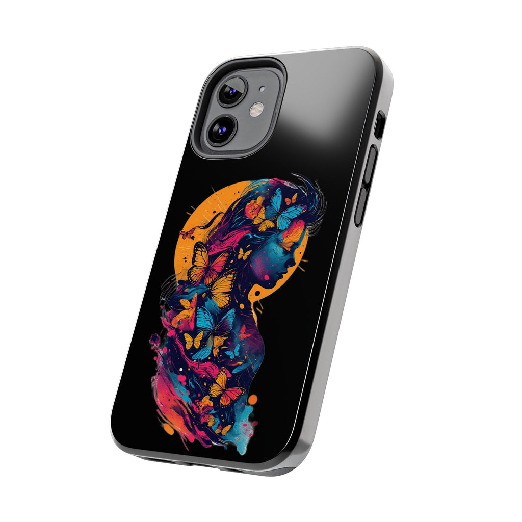 Butterfly Silhouette Tough Phone Case — Colorful Woman Art Protective Cover