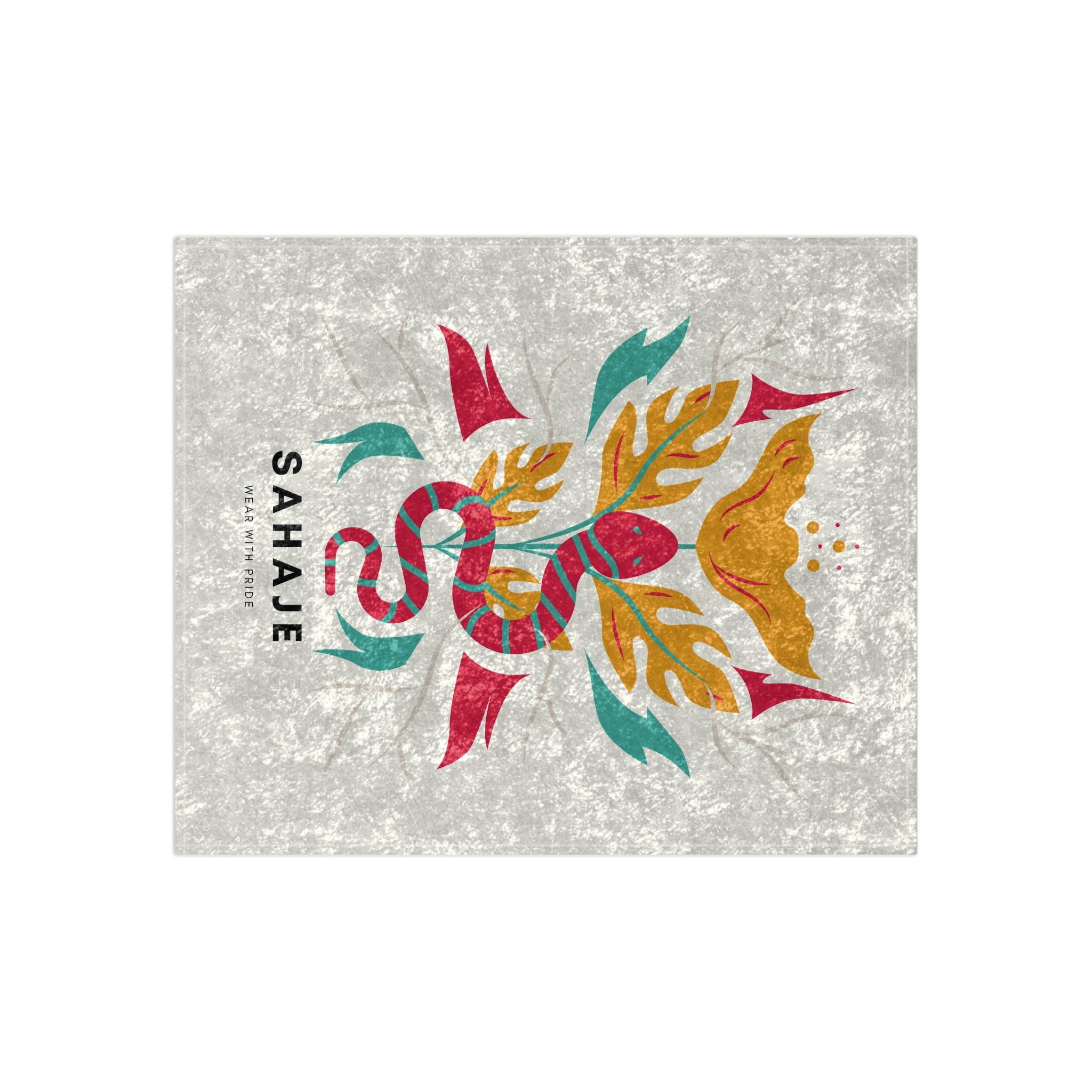 Crushed Velvet Blanket — Boho Snake Floral Throw with 'SAHAJE' Logo