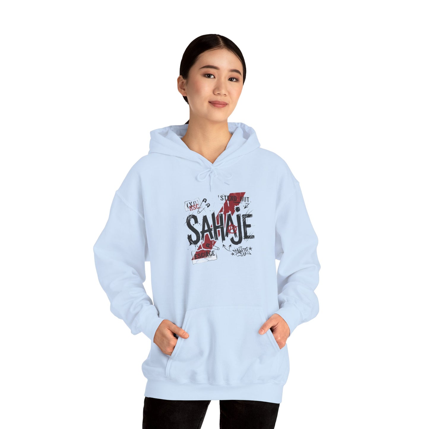 Sahaje Graphic Hoodie – Distressed Vintage Script Pullover