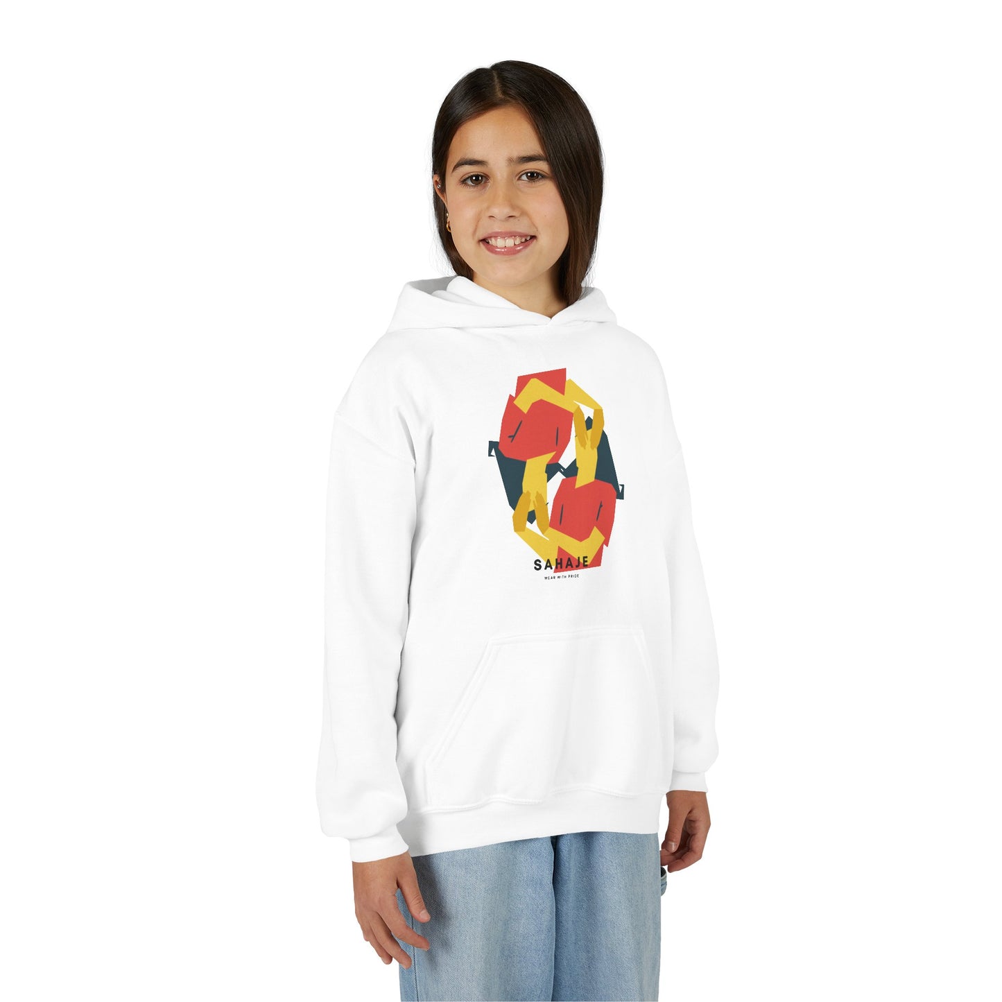 Youth Hoodie with Geometric Squirrel Art – 'Squirrel' Colorful Kids Pullover