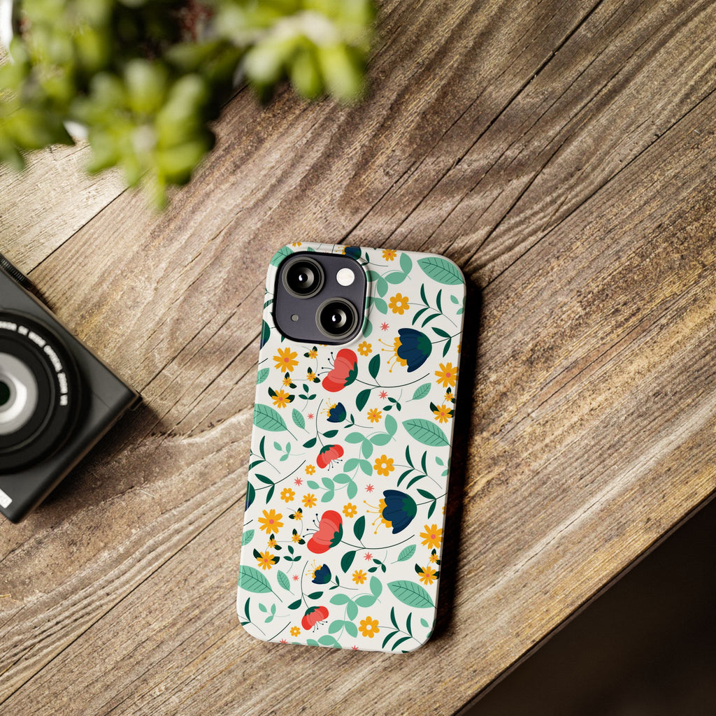 Floral Slim Phone Case — Colorful Folk Flower Pattern