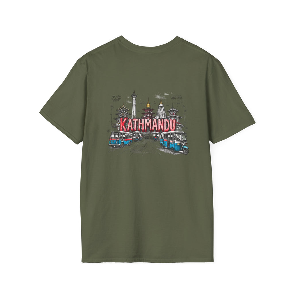 Kathmandu Travel T-Shirt — Nepali Temple & Vintage Jeep Graphic tee