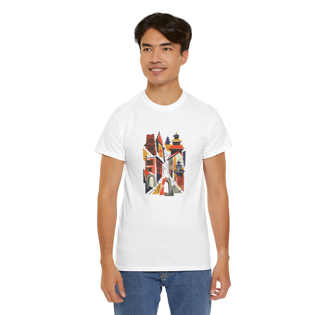 Cityscape Abstract Tee — Colorful Urban Architecture Graphic T‑Shirt