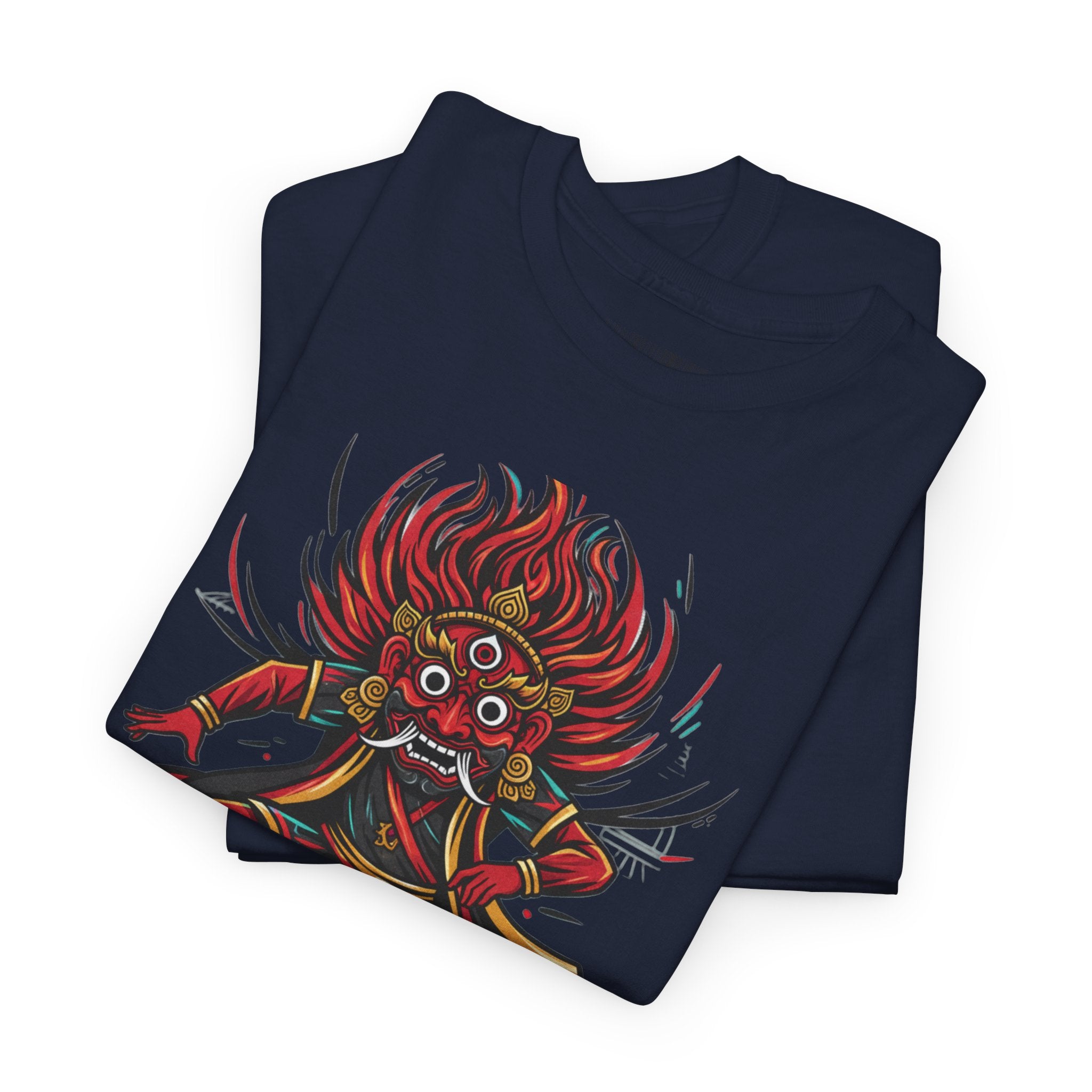 T-Shirt — Fierce Red Oni Demon Graphic Tee (Mythic Japanese Mask Design)