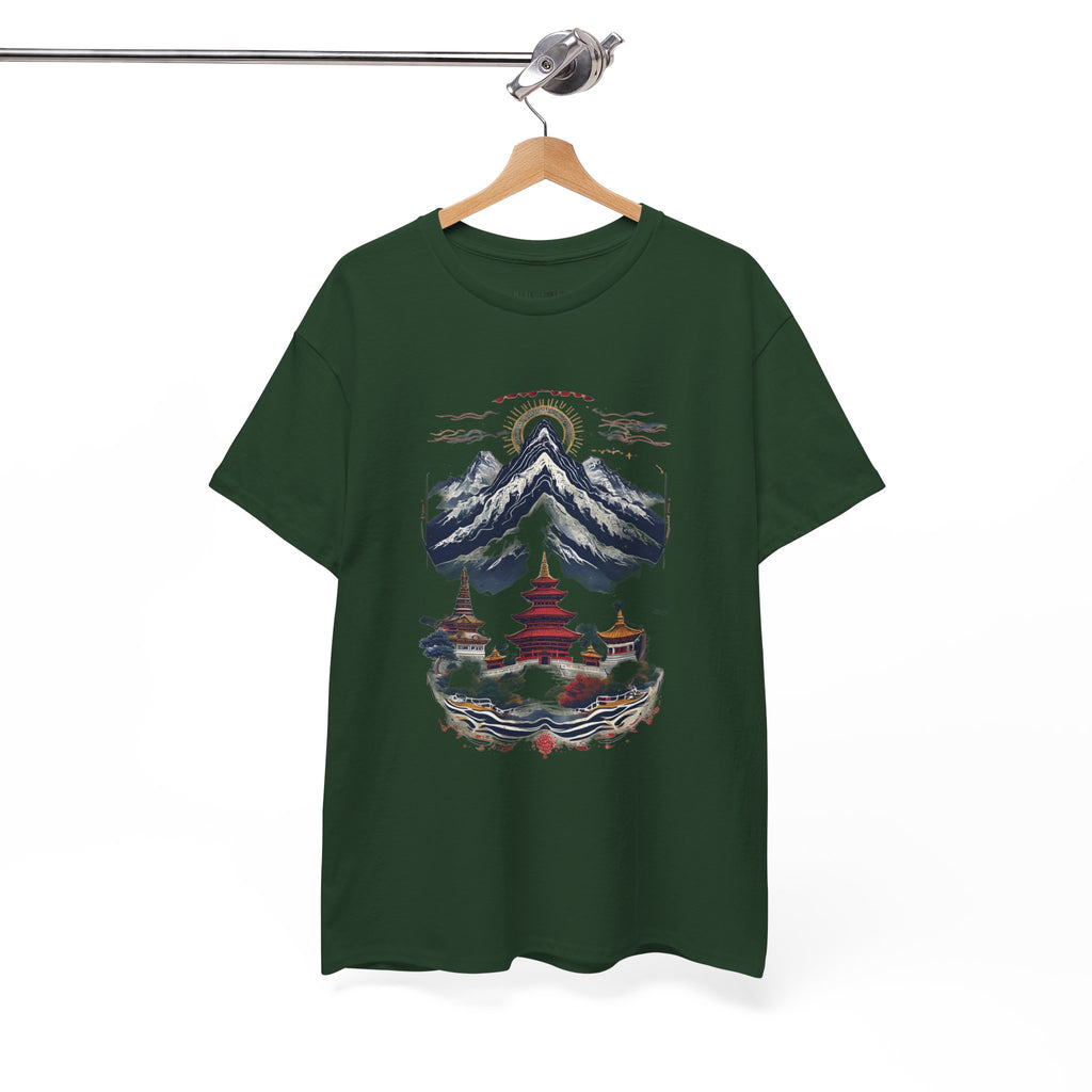 Japanese Mountain Pagoda T-Shirt — Zen Temple Landscape Tee