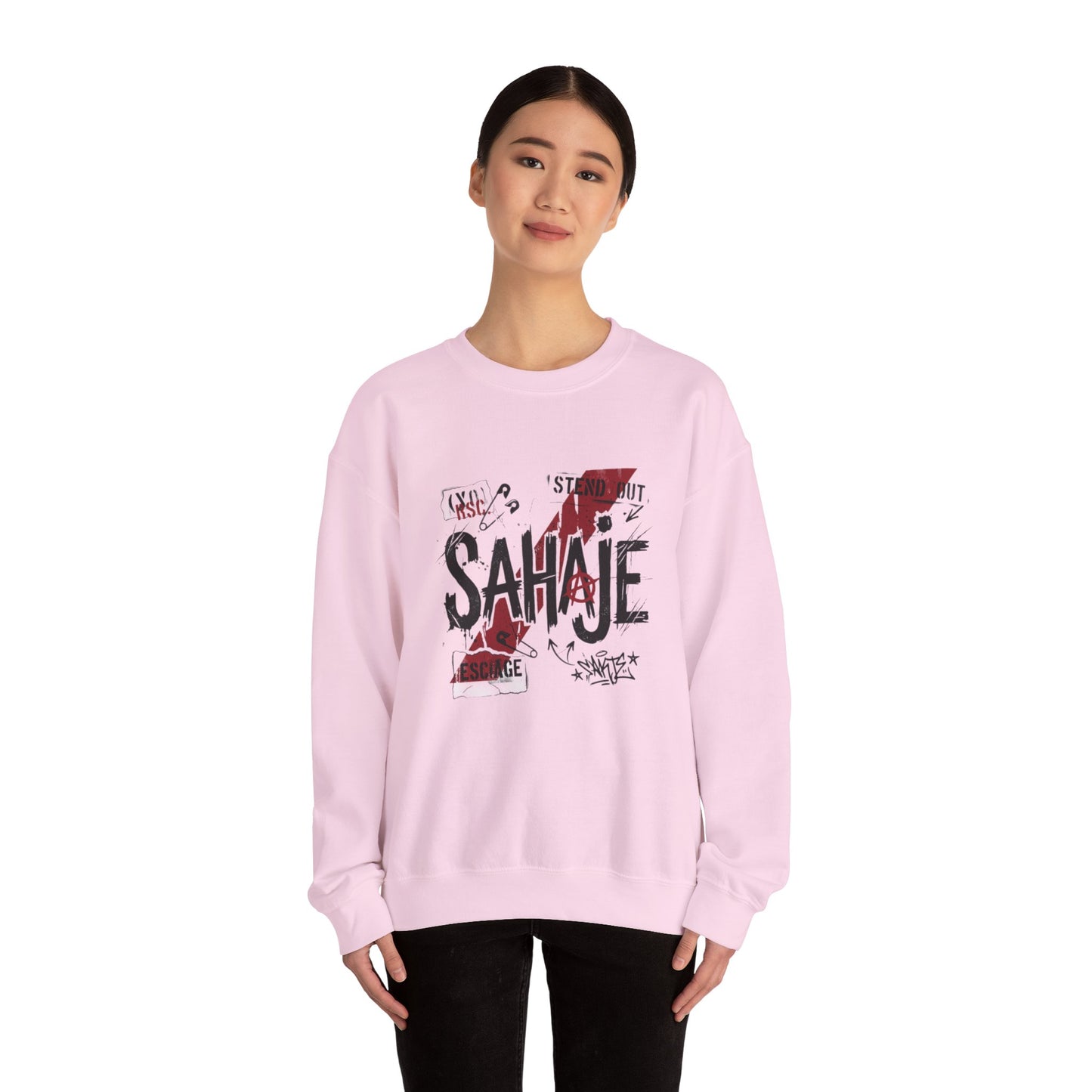 Sahaje Graphic Crewneck Sweatshirt – Streetwear Logo Pullover