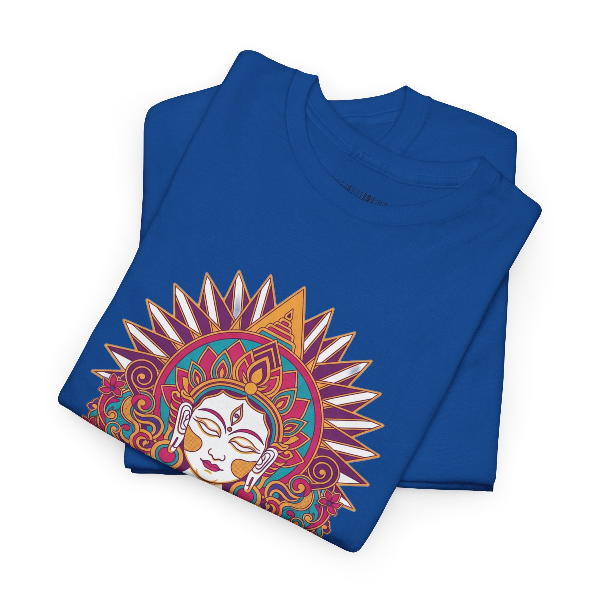 Spiritual Goddess Sun Mandala Tee — Colorful Boho Yoga T‑Shirt