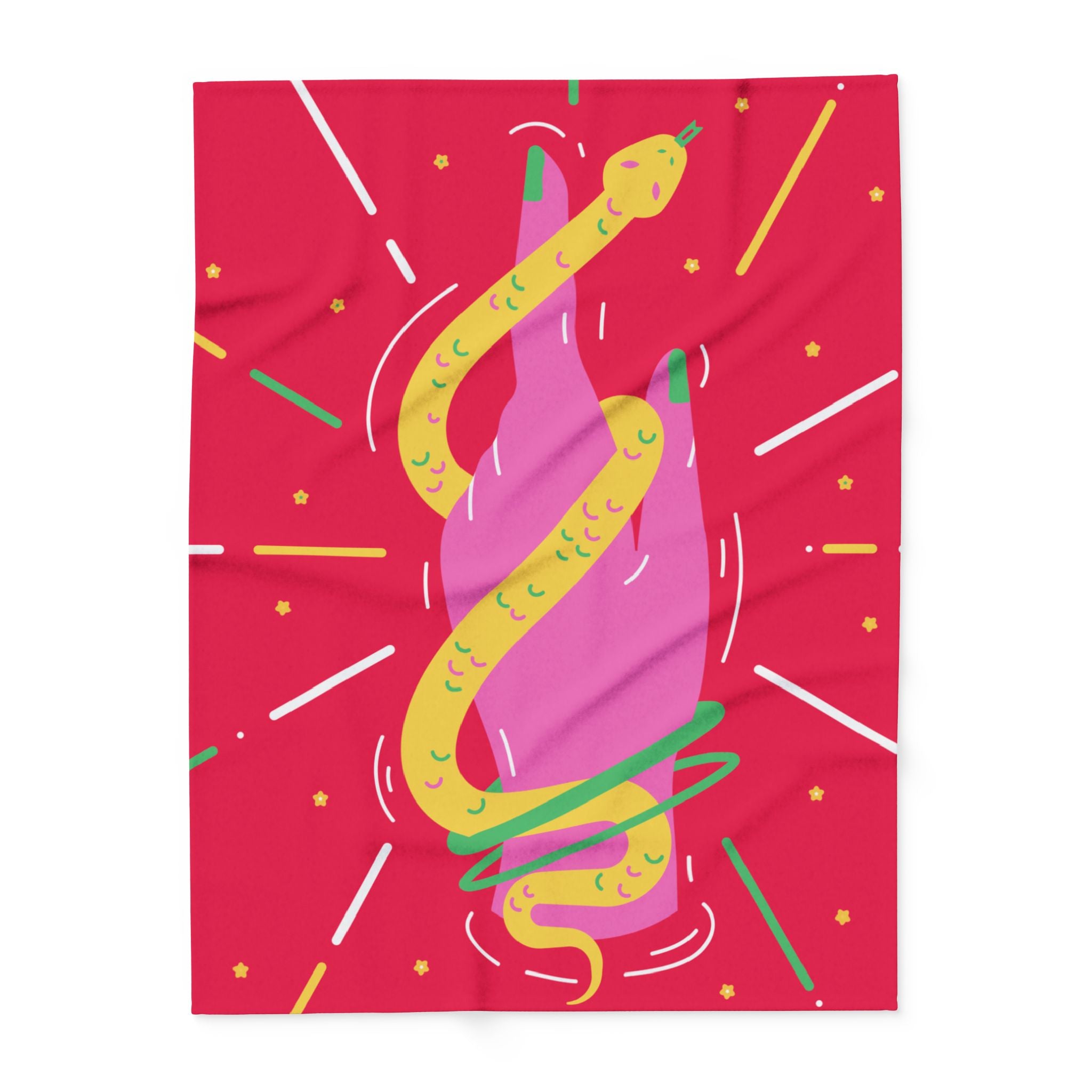 Vibrant Snake Hand Fleece Blanket