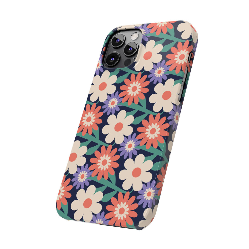 Floral Retro Slim Phone Case – Navy Ditsy Flowers