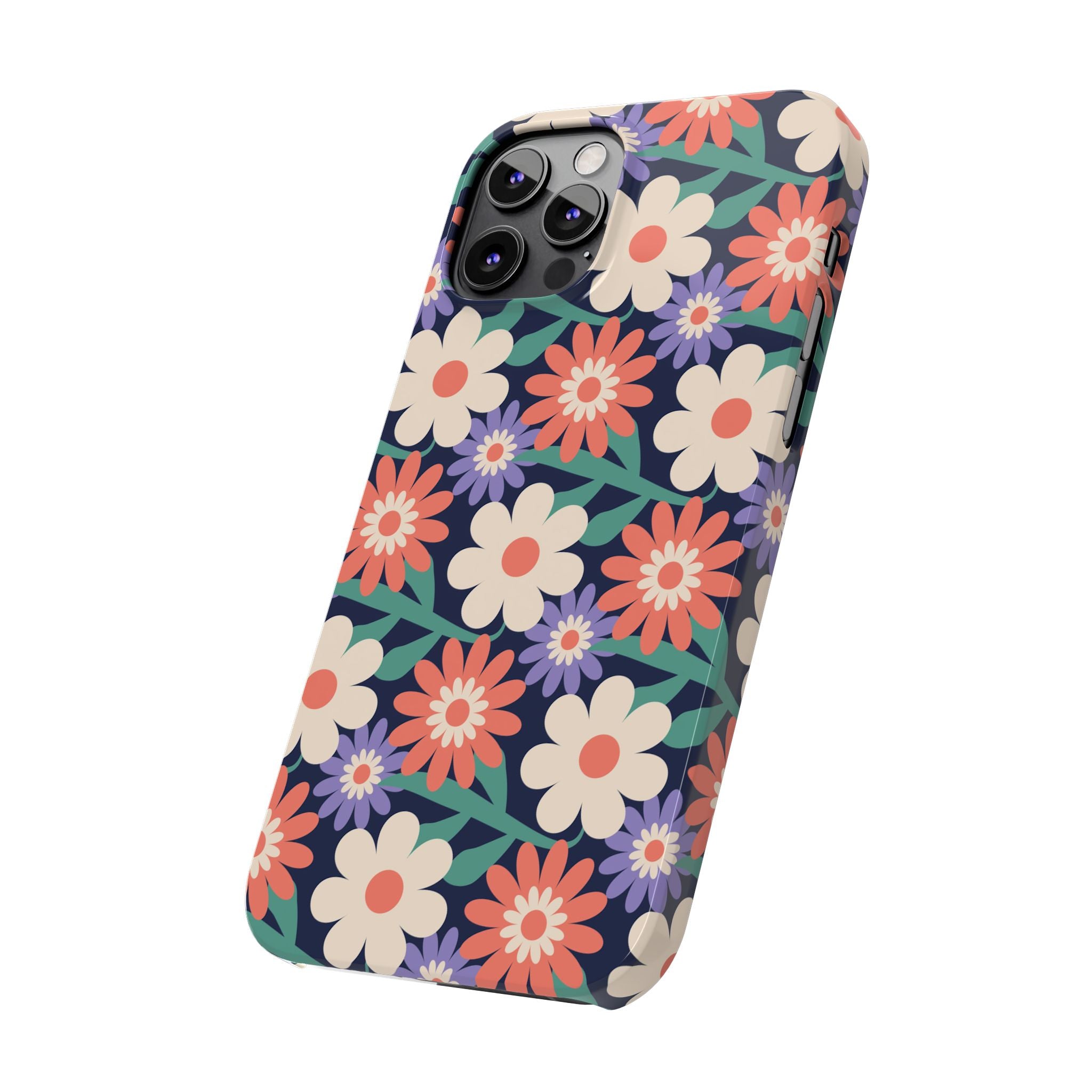 Floral Retro Slim Phone Case – Navy Ditsy Flowers