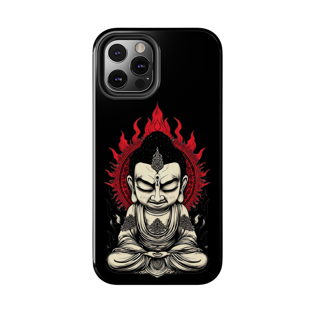 Meditative Buddha Tough Phone Case — Red Flame Zen Protection