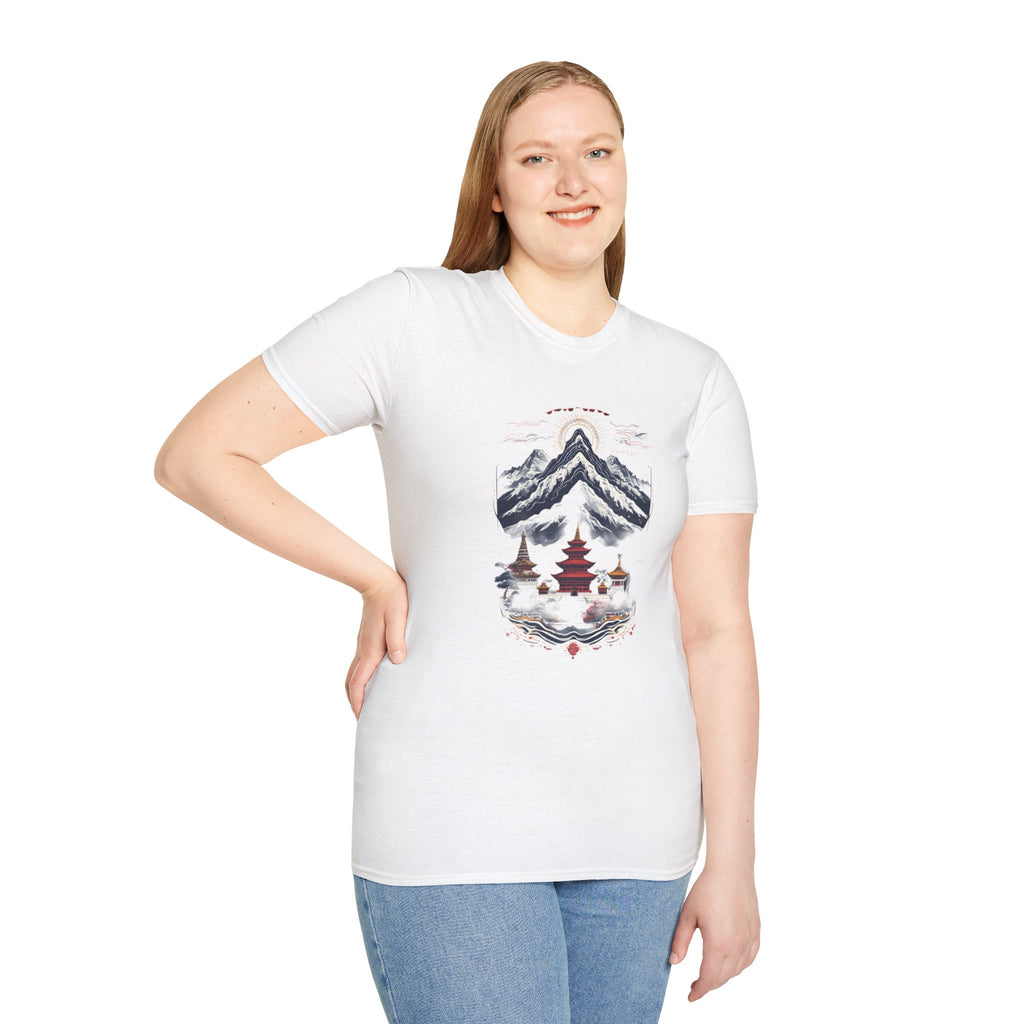 Asian Landscape T-Shirt — Mountain Pagoda Scenic Tee