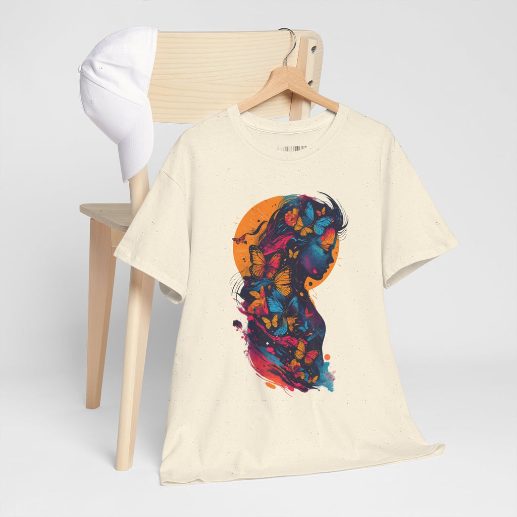 Butterfly Silhouette Graphic Tee — Colorful Maternity Profile Design
