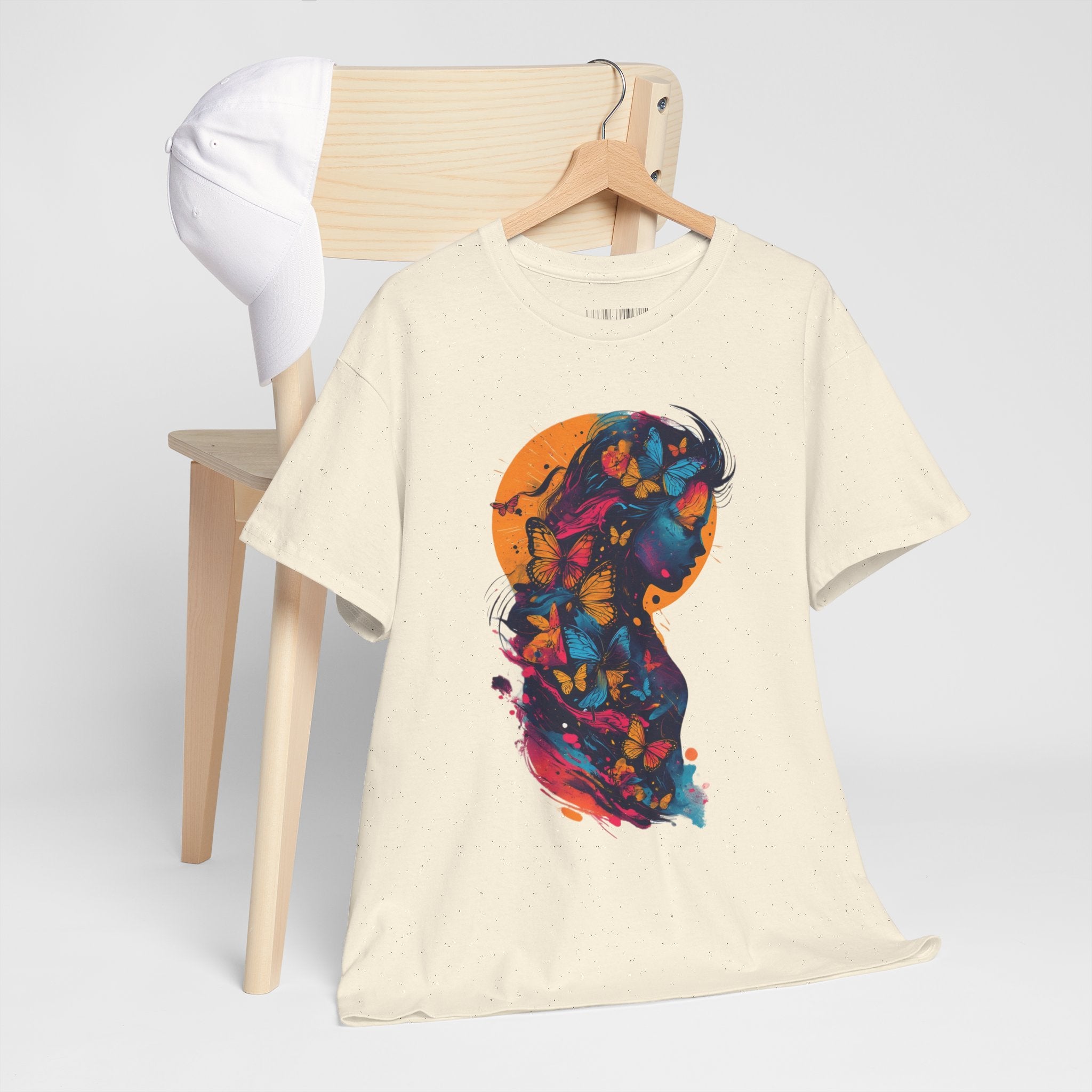 Butterfly Silhouette Graphic Tee — Colorful Maternity Profile Design
