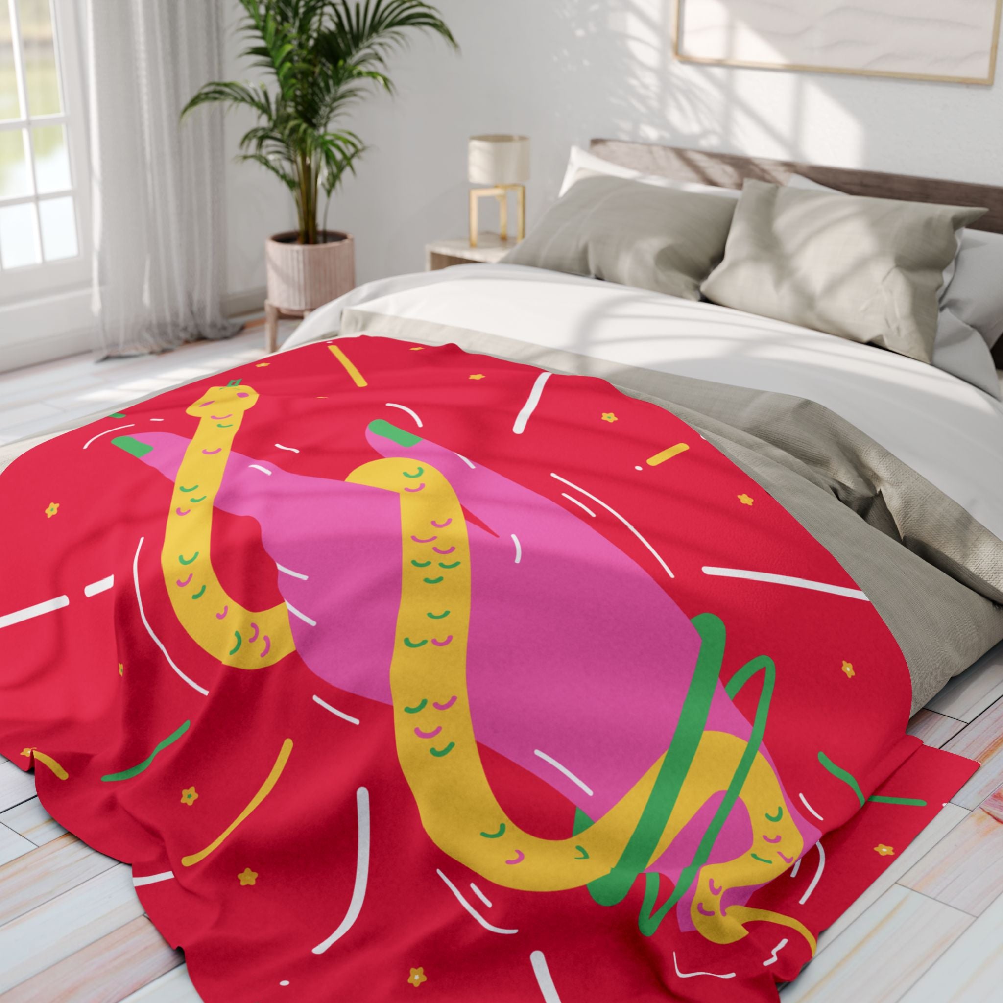 Vibrant Snake Hand Fleece Blanket