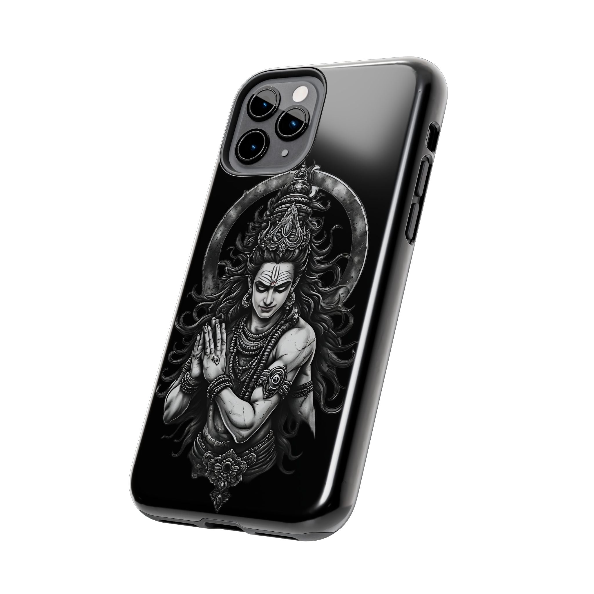 Shiva Tough Phone Case — Black Protective Hindu Deity Design