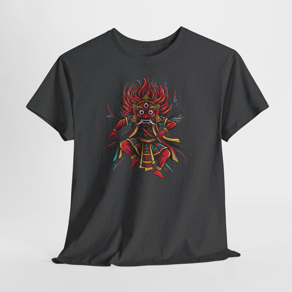 T-Shirt — Fierce Red Oni Demon Graphic Tee (Mythic Japanese Mask Design)
