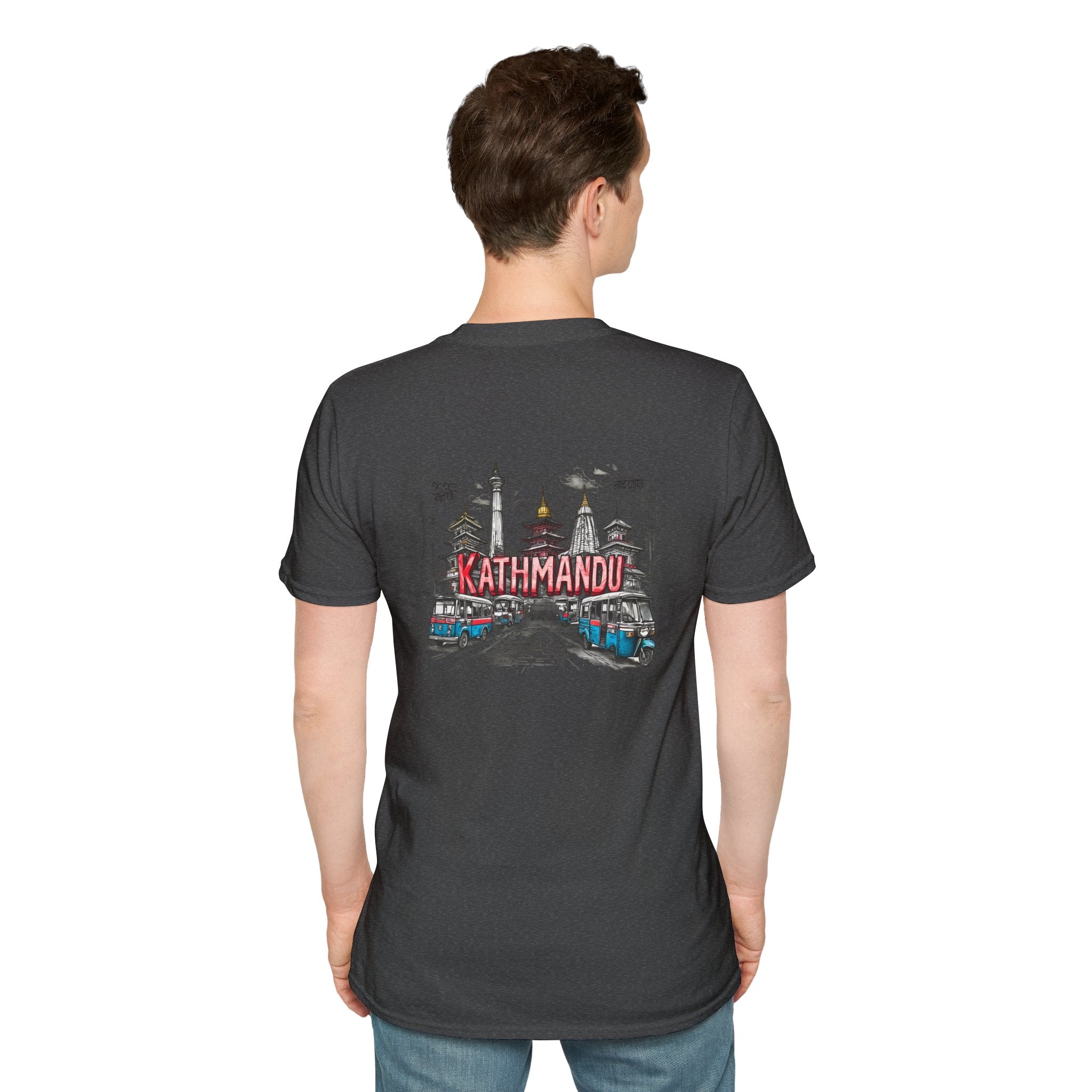 Kathmandu Travel T-Shirt — Nepali Temple & Vintage Jeep Graphic tee