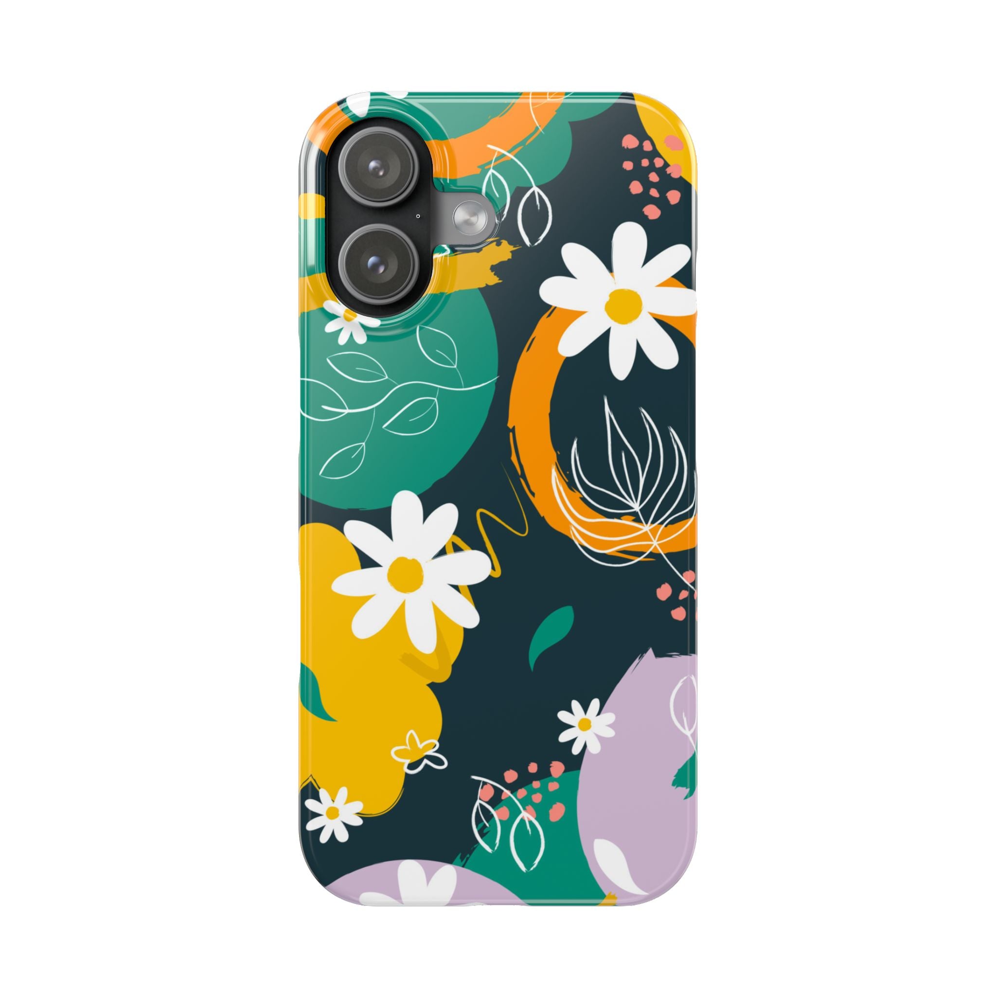 Floral Circle Slim Phone Case — Colorful Abstract Daisies Phone Cover