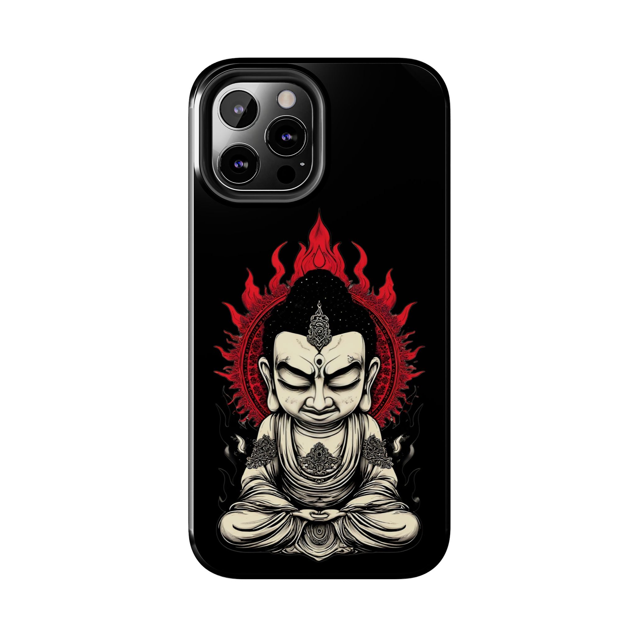 Meditative Buddha Tough Phone Case — Red Flame Zen Protection