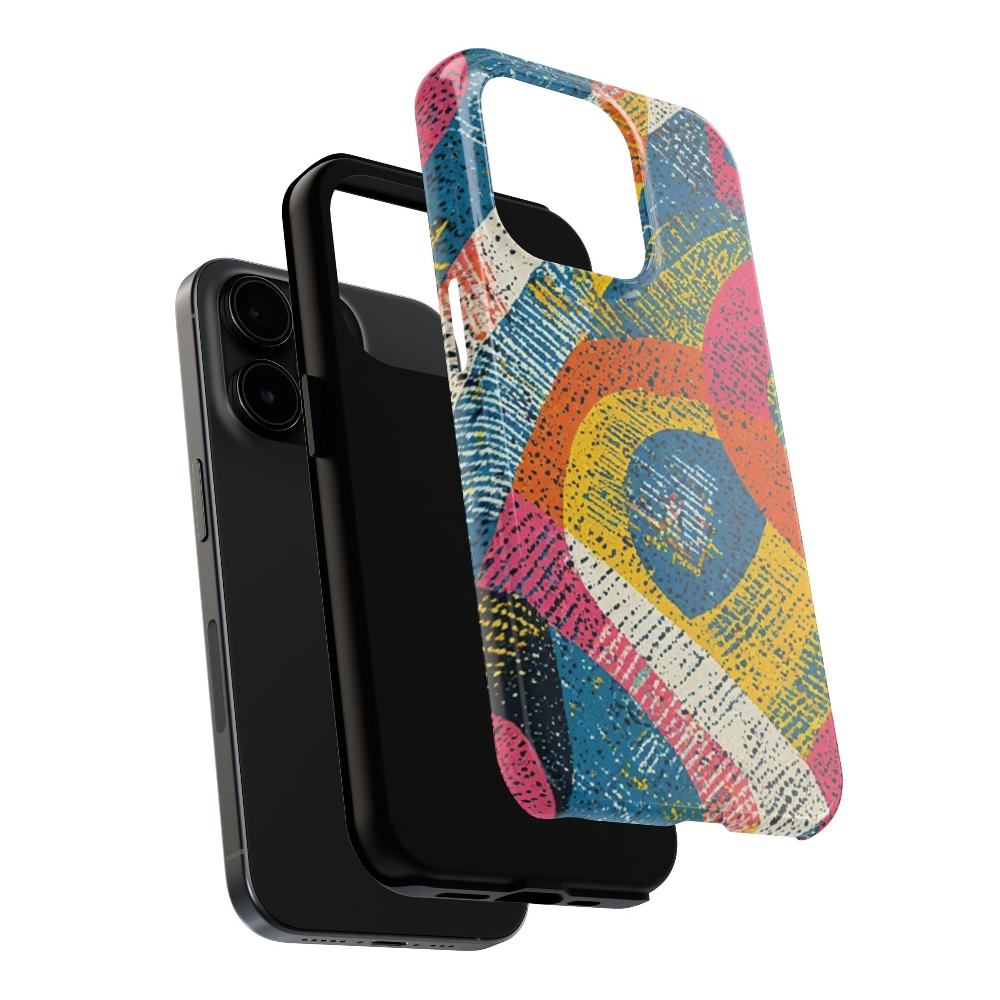 Bold Retro Abstract Tough Phone Case — Colorful Geometric Protective Cover