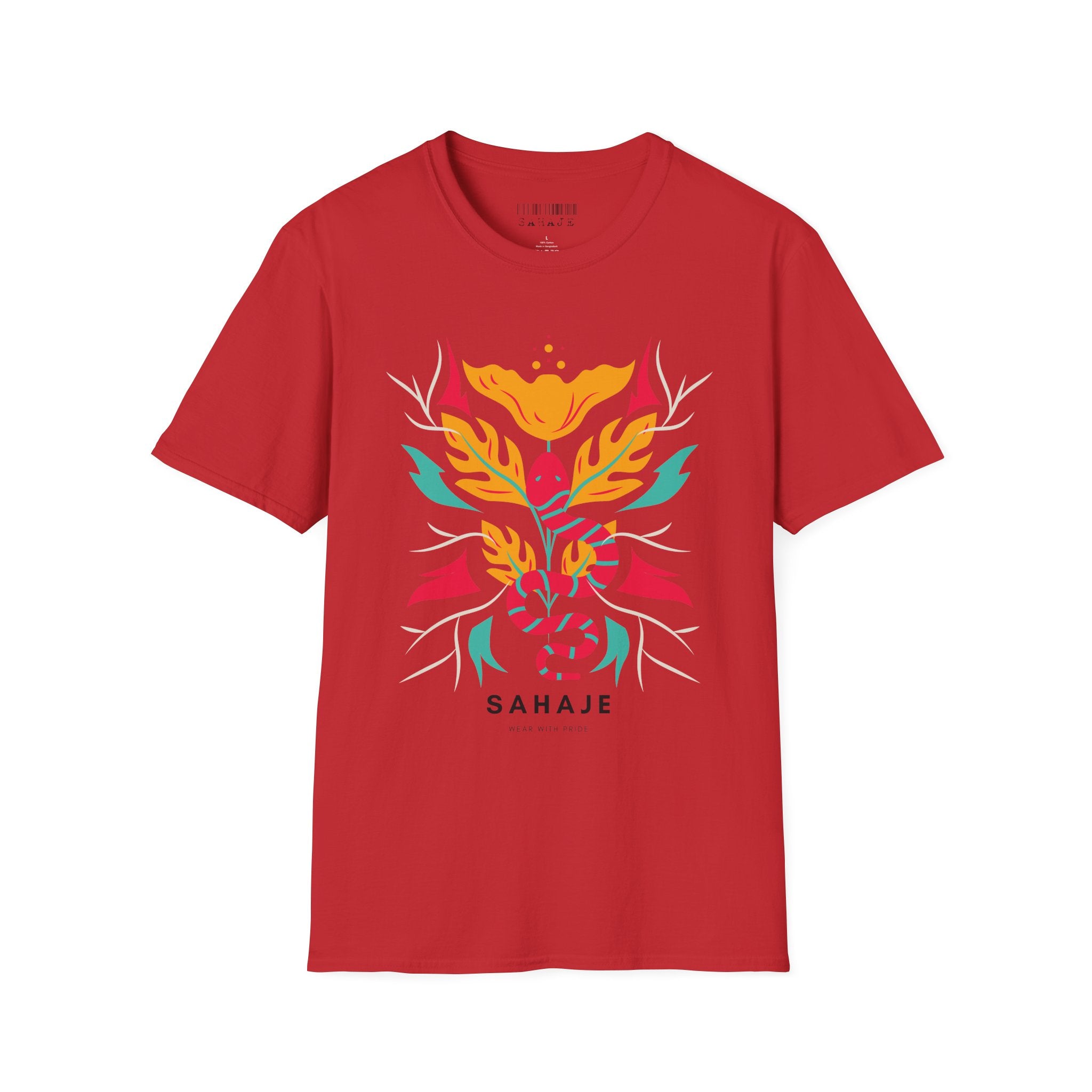 Sahaje Floral Snake Graphic T‑Shirt — Colorful Botanical Serpent Tee
