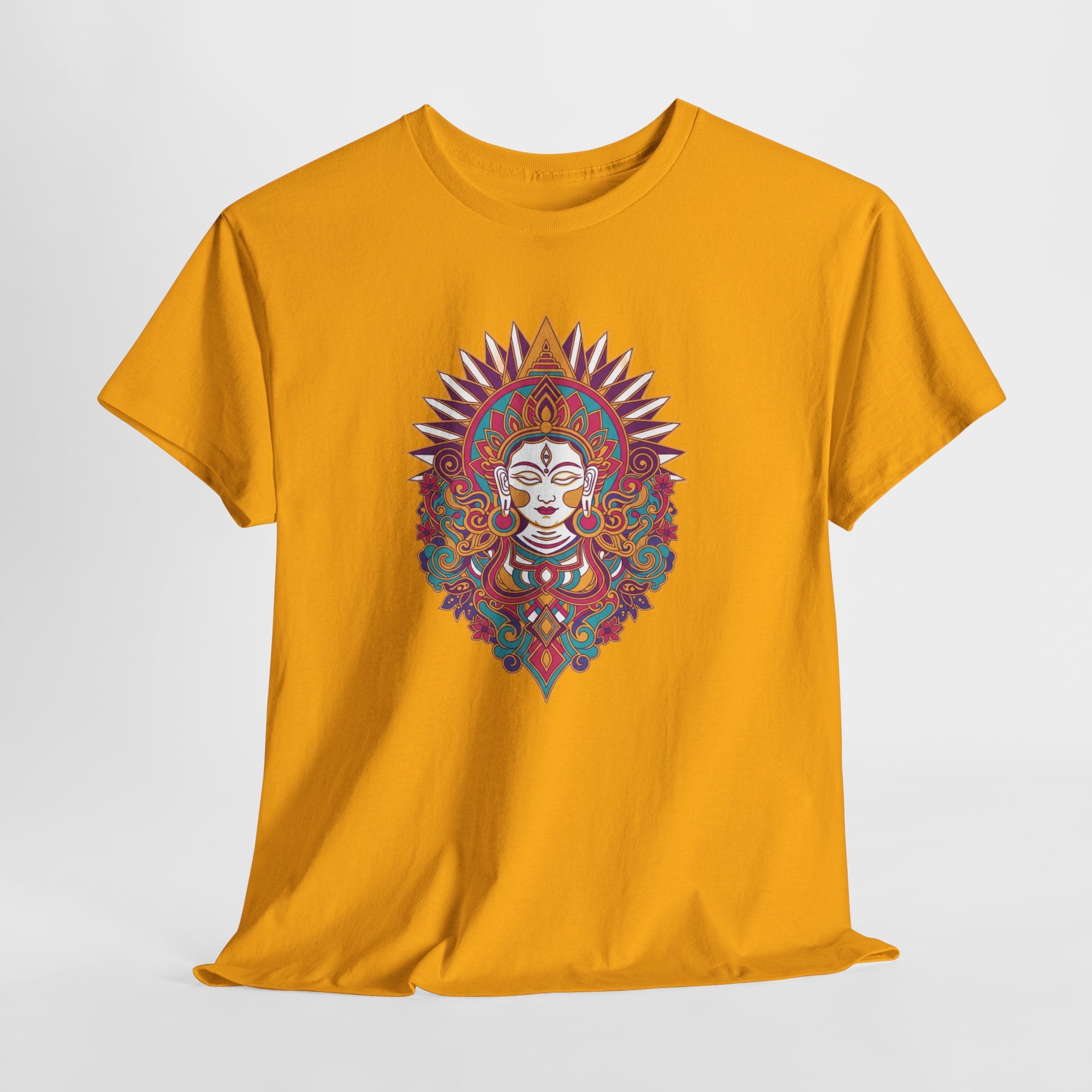 Spiritual Goddess Sun Mandala Tee — Colorful Boho Yoga T‑Shirt
