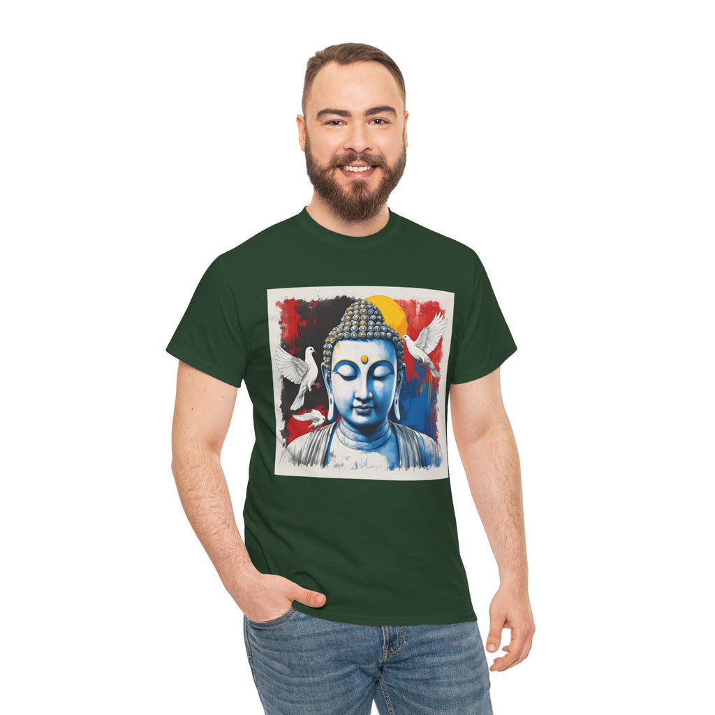 Buddha Peace Tee — Colorful Buddha & Doves Graphic T-Shirt