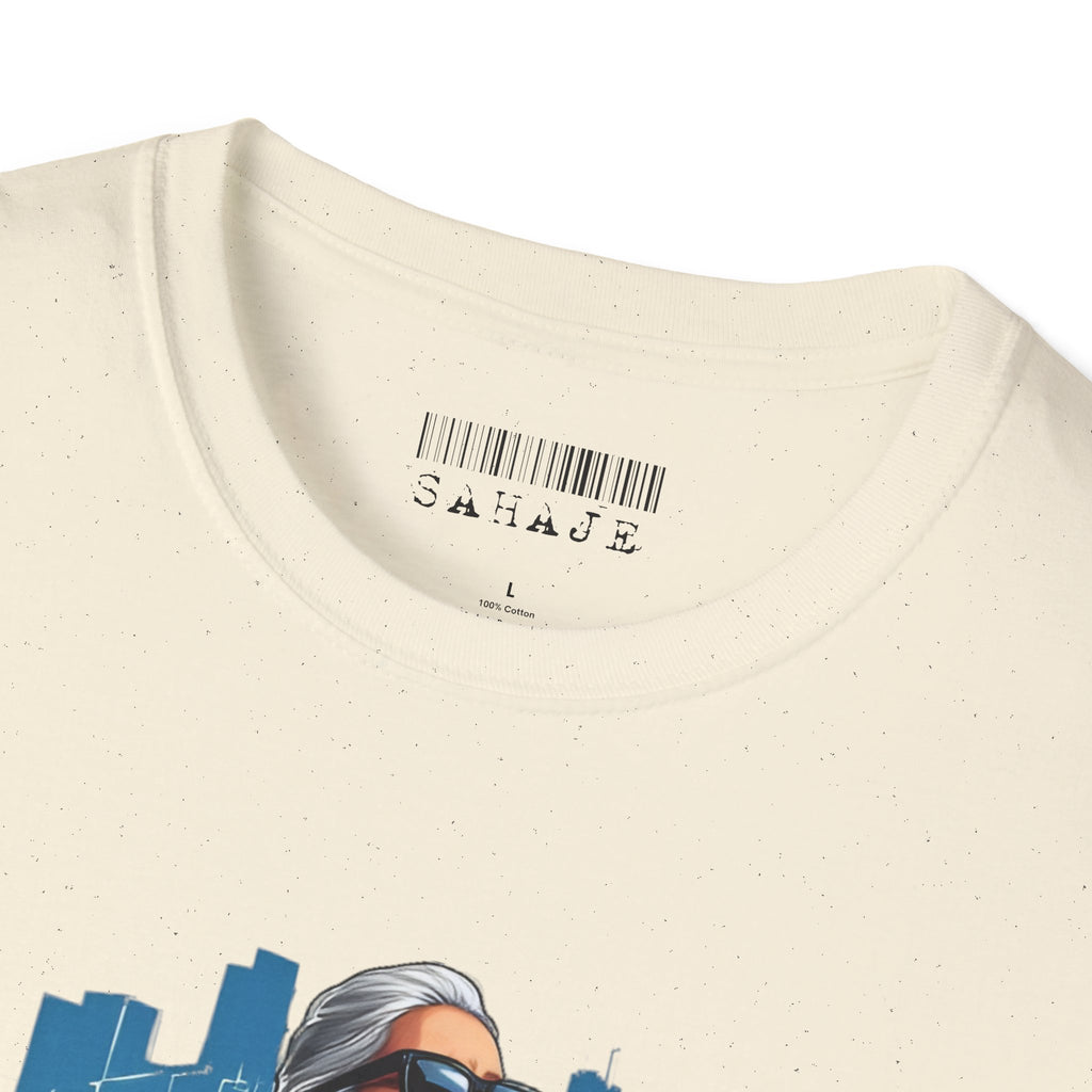 Newa Maicha Riding Scooter T-Shirt – Newari Woman in New York Graphic Tee, Cultural & Urban Design