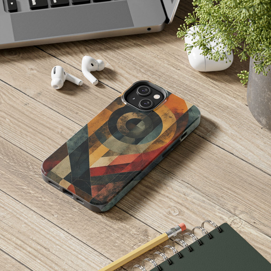 Retro Geometric Tough Phone Case — Vintage Target Circle Design