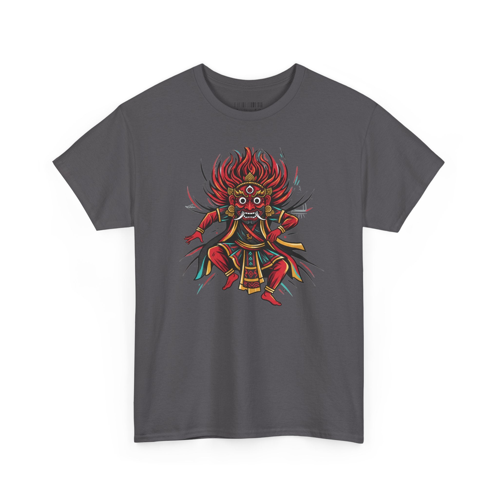 T-Shirt — Fierce Red Oni Demon Graphic Tee (Mythic Japanese Mask Design)