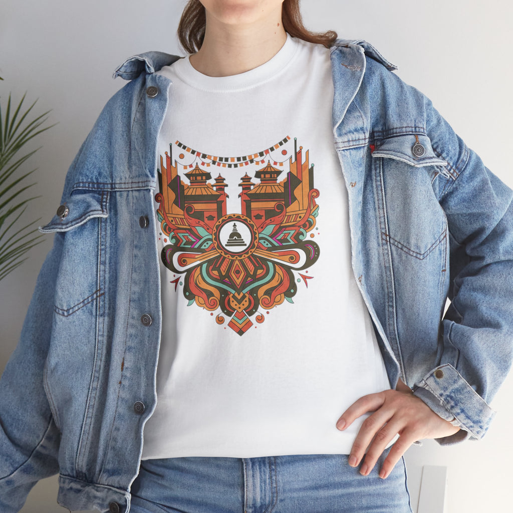 Mandala Cityscape Tee — Boho Urban Art Graphic T-Shirt