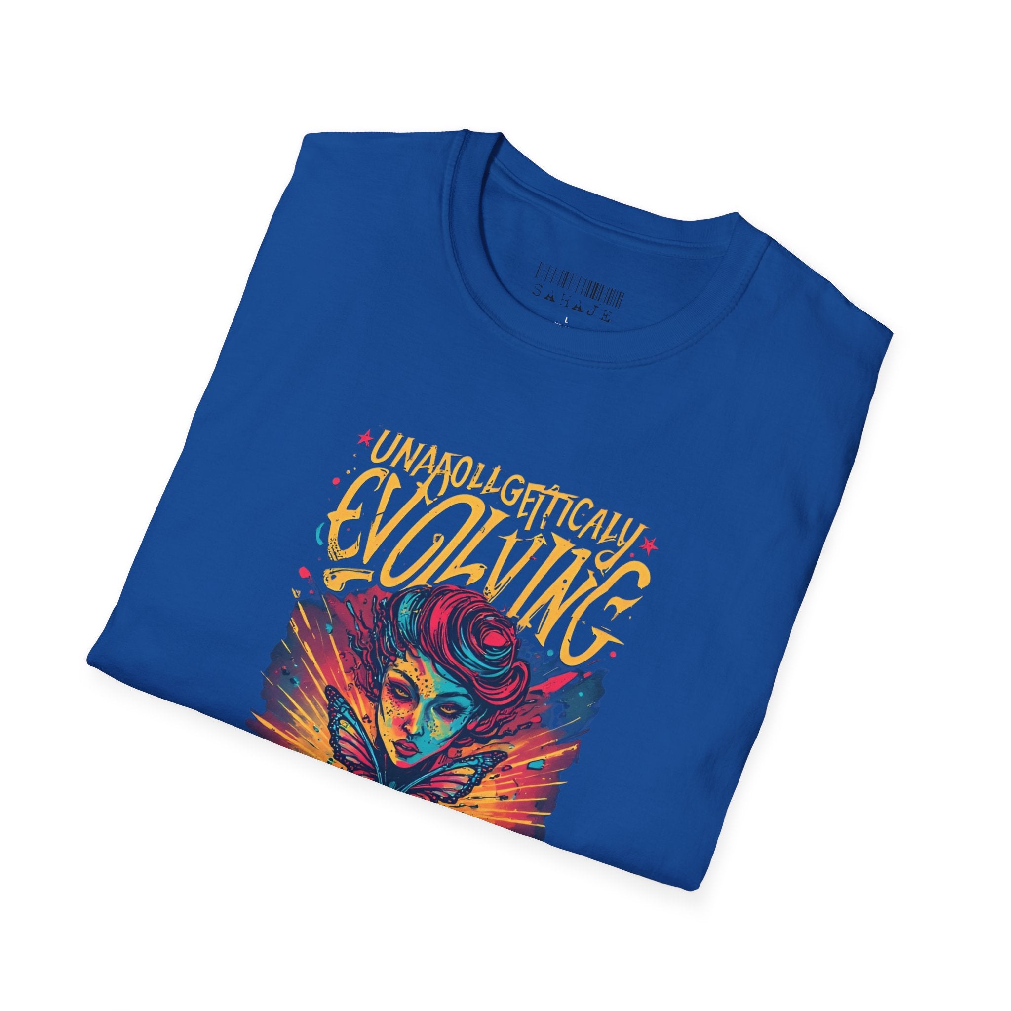 Unapologetically Evolving T-Shirt — Vibrant Butterfly Woman Graphic Tee