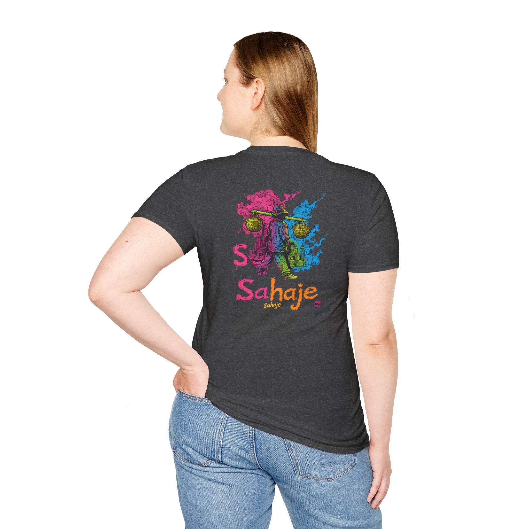 T-Shirt — Colorful Sahaje Skull Back Print