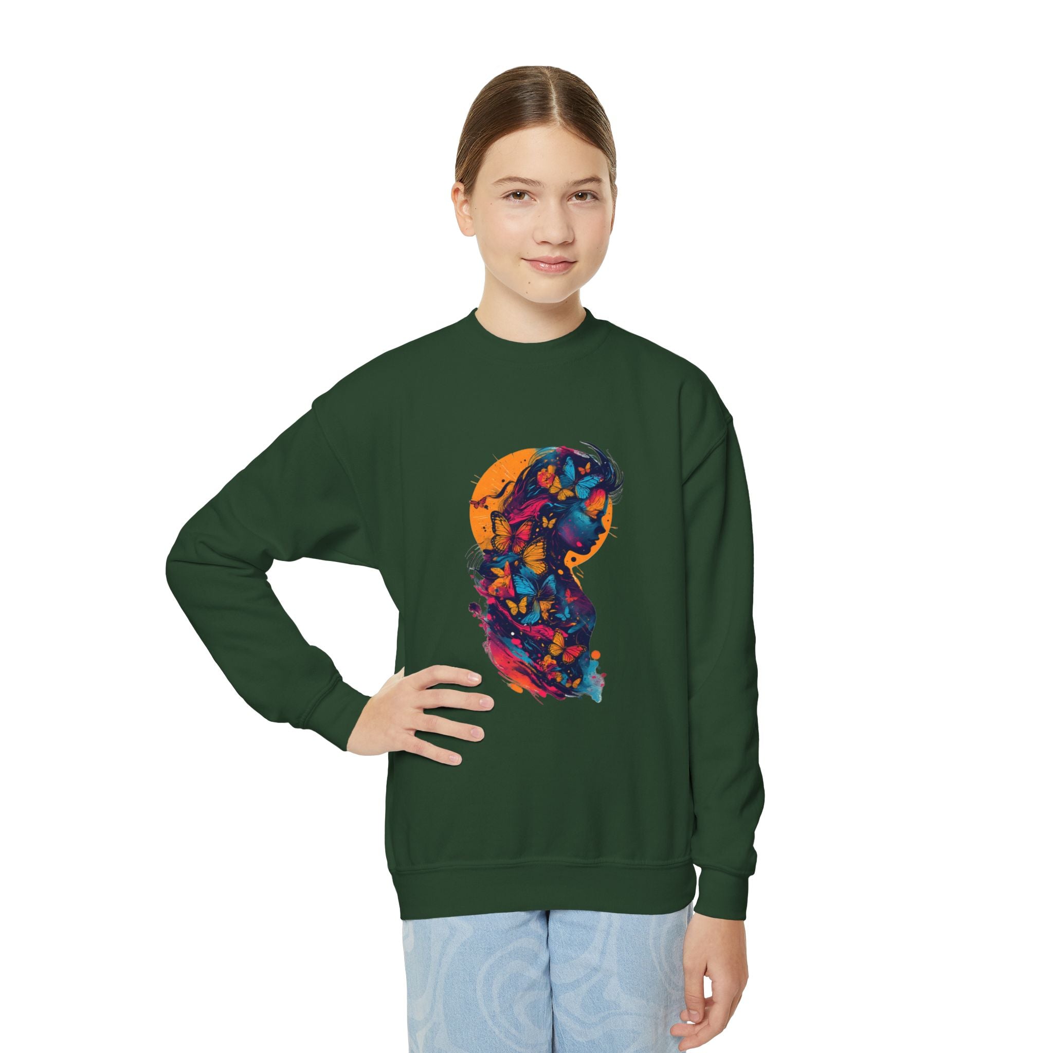 Youth Sweatshirt — Colorful Astronaut Silhouette Crewneck