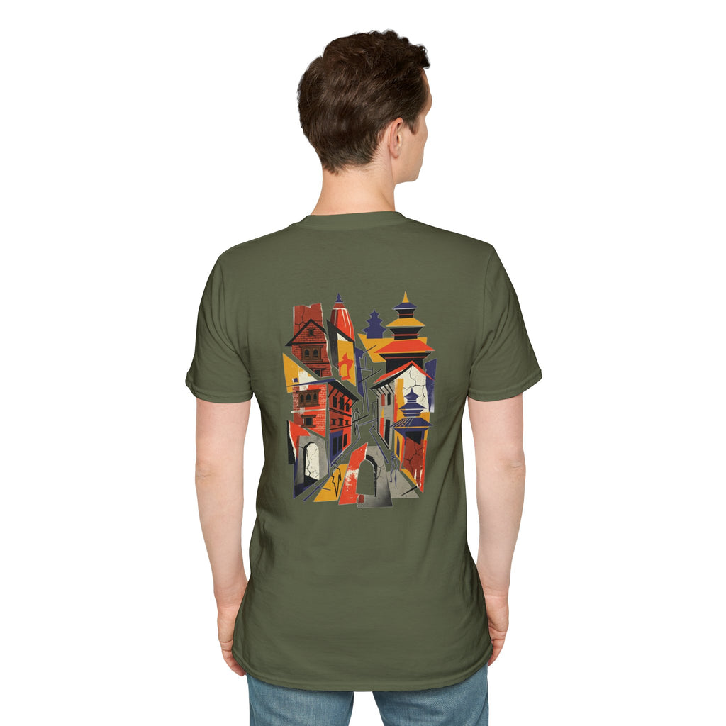 Nepal Street Scene T-Shirt — Colorful Kathmandu Illustration Tee