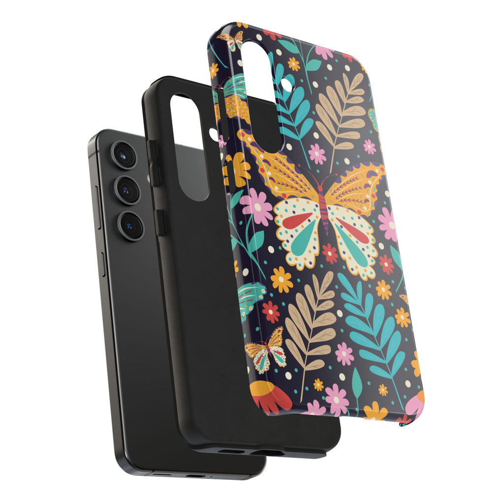 Floral Butterfly Tough Phone Case — Colorful Garden Protective Cover